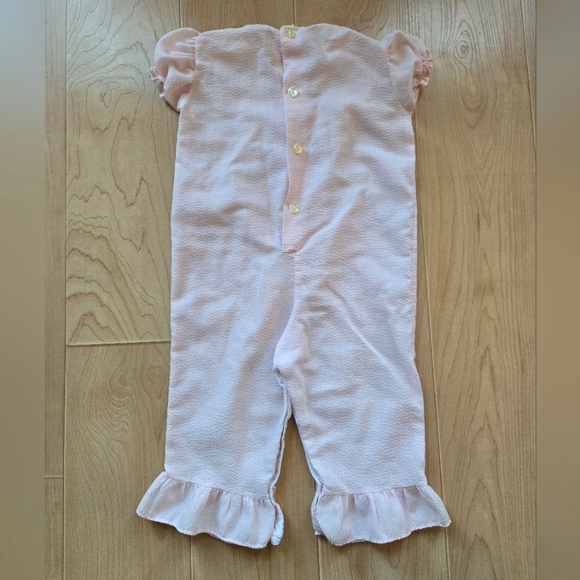 Vintage 1980s-1990s pale pastel pink lightweight linen pants romper jumpsuit - Picture 3 of 6